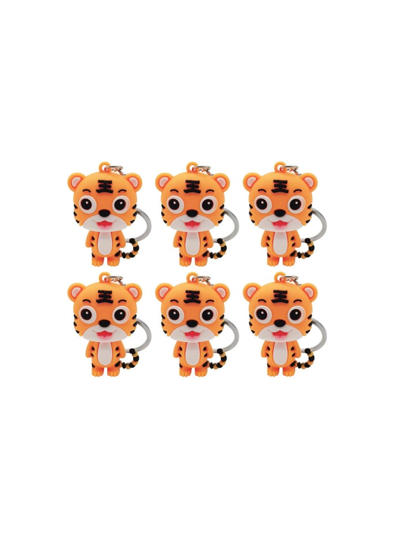 GGOOT 6pcs Zodiac Tiger Keychains Pendants Lucky Animal Statue Toy Key Ring Car Key Holder Gift for Purse Wallet Christmas Backpack 2022 Ney Year Decor - Image 1