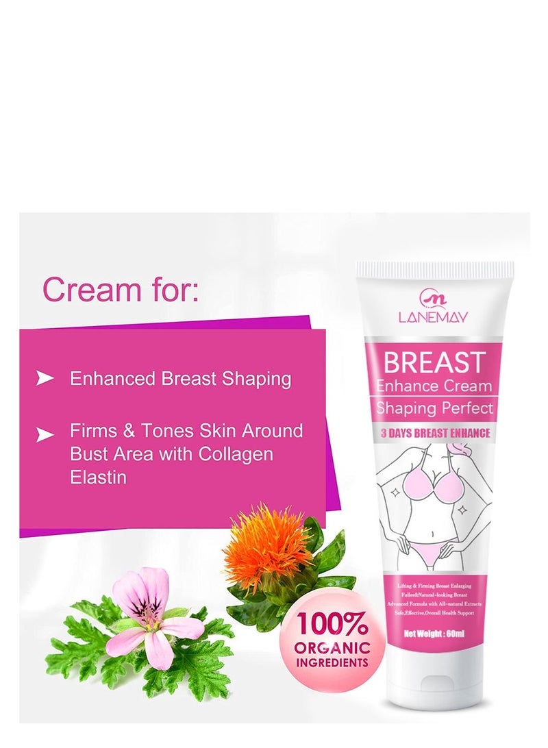 LANEMAY Rapid Growth, Firming and Lifting Cream, Nourishing and Gathering Bust , Perfect Body Curves 60ml - Image 3