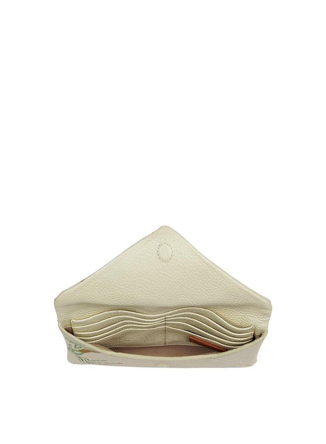 Hidesign Genuine Leather Garden W1 Women Clutch - Vanilla/Amber - Image 5
