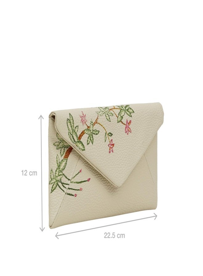 Hidesign Genuine Leather Garden W1 Women Clutch - Vanilla/Amber - Image 2