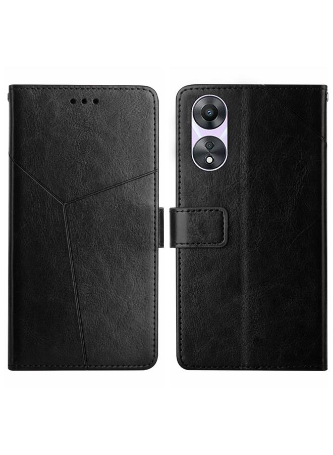 اس-توب جراب لهاتف OPPO A58 5G/A78 5G HT01 جراب هاتف جلدي قلاب بنمط على شكل حرف Y - Image 1