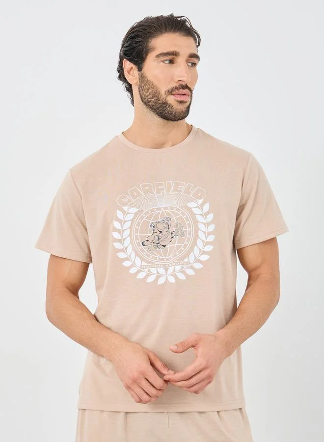 ستايلي Styli Garfeild Graphic Print Short Sleeve T-Shirt and Shorts Set
