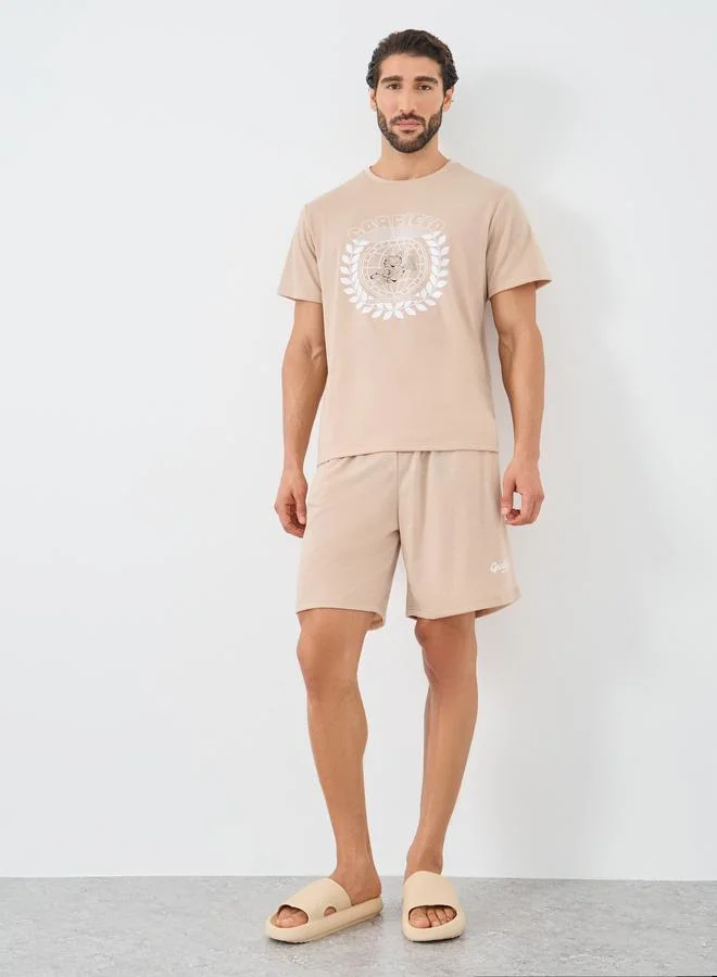 ستايلي Styli Garfeild Graphic Print Short Sleeve T-Shirt and Shorts Set