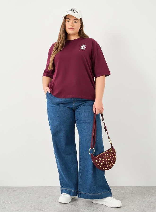Styli Styli Plus Size Oversized Back Graphic T-Shirt