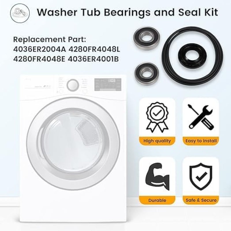 محامل حوض الغسيل ذات التحميل الأمامي ومجموعة الختم المناسبة لجزء استبدال LG Kenmore إلخ 4036ER2004A 4280FR4048L 4280FR4048E 4036ER4001B - Image 2