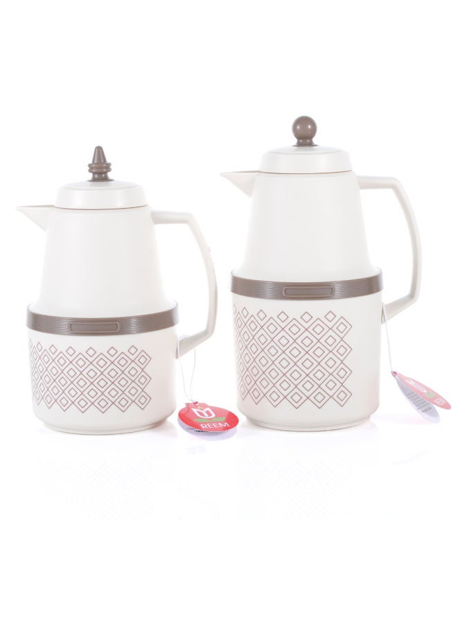 REEM 2-Piece Tea/Coffee Flask Set Beige/Light Brown 0.7L & 1.0L - Image 1