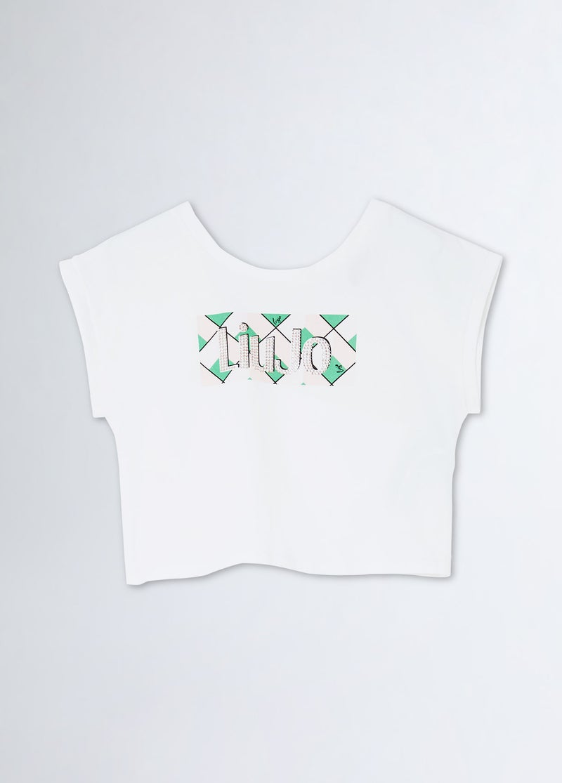 Liu Jo T-shirt with logo and gemstones - Image 4