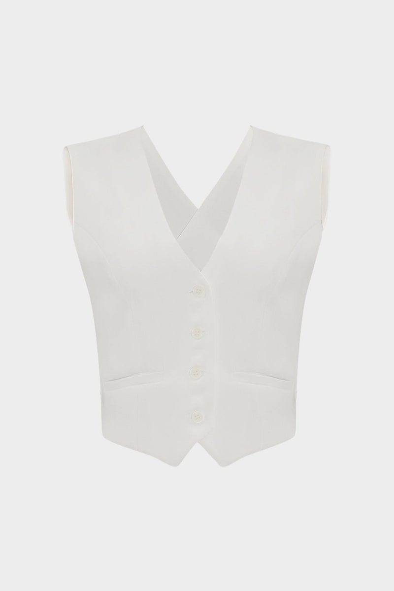 Açelya Okcu Azalea Okcu Premium Women's Crepe Vest with Cross Back Detail  - Image 1