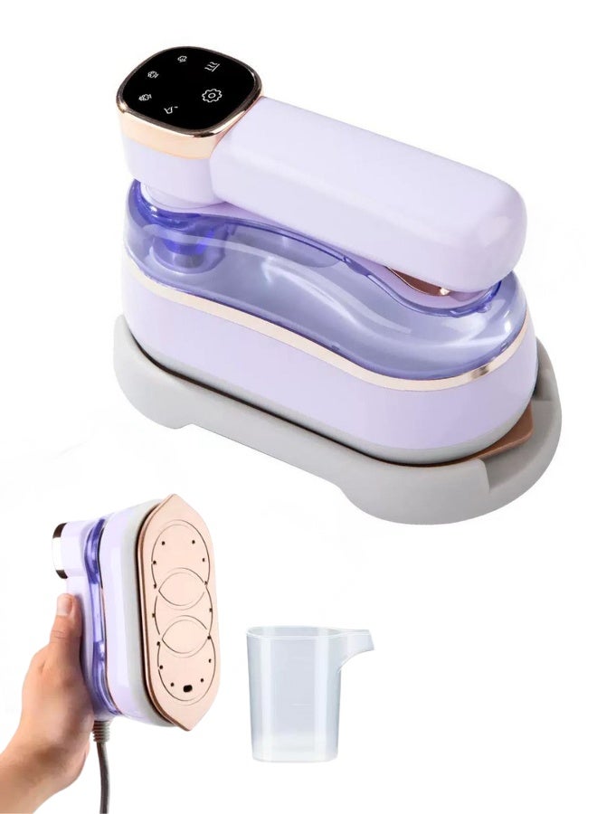 EAZZY Steamer Iron for Travel – Portable Dry u0026 Wet 2 in 1 Steam Iron, 1200W Fast Heat-Up, 3 Steam Levels with LED Display, Purple Garment Steamer with 180ml Water Tank - Image 1