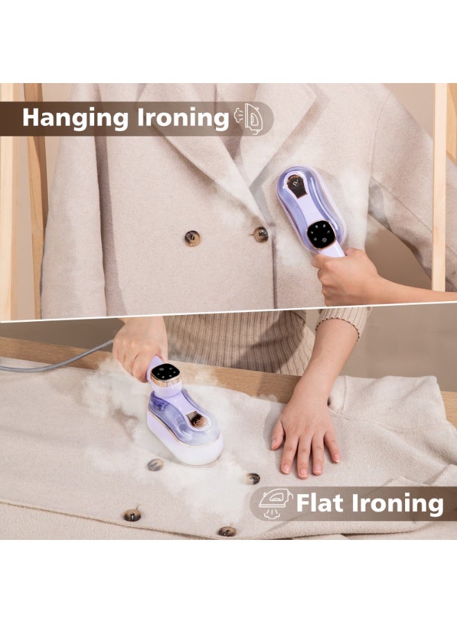 EAZZY Steamer Iron for Travel – Portable Dry u0026 Wet 2 in 1 Steam Iron, 1200W Fast Heat-Up, 3 Steam Levels with LED Display, Purple Garment Steamer with 180ml Water Tank - Image 4