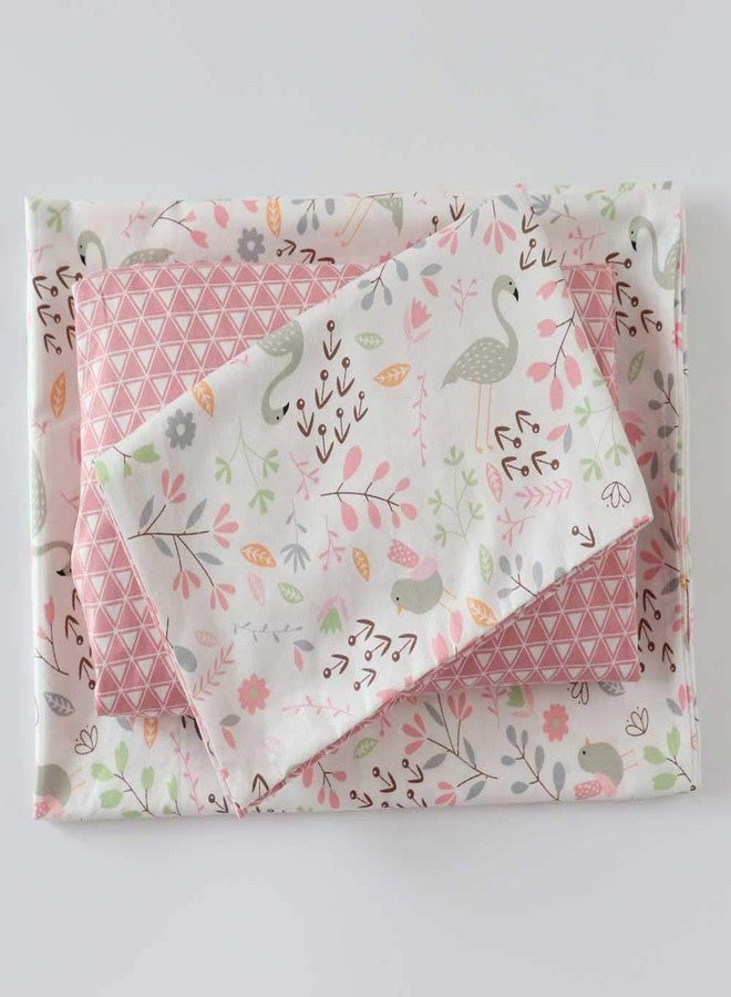 Emenpy 100% Cotton Crib Bedding Set for Baby Boys Girls,3 Pcs Baby Bed Linen Include Duvet Cover,Fitted Sheet,Pillowcase,Nursery Decoration,No Filler(Pink) - Image 2