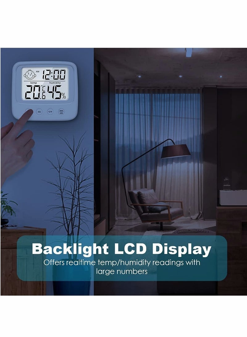 Zikra Indoor Thermometers Digital Hygrometer Room Thermometer and Humidity Gauge with Clock Humidity Temperature, 5s Fast Refresh, Backlight Function Thermometer for Home, Office, Bedroom, Greenhouse - Image 5