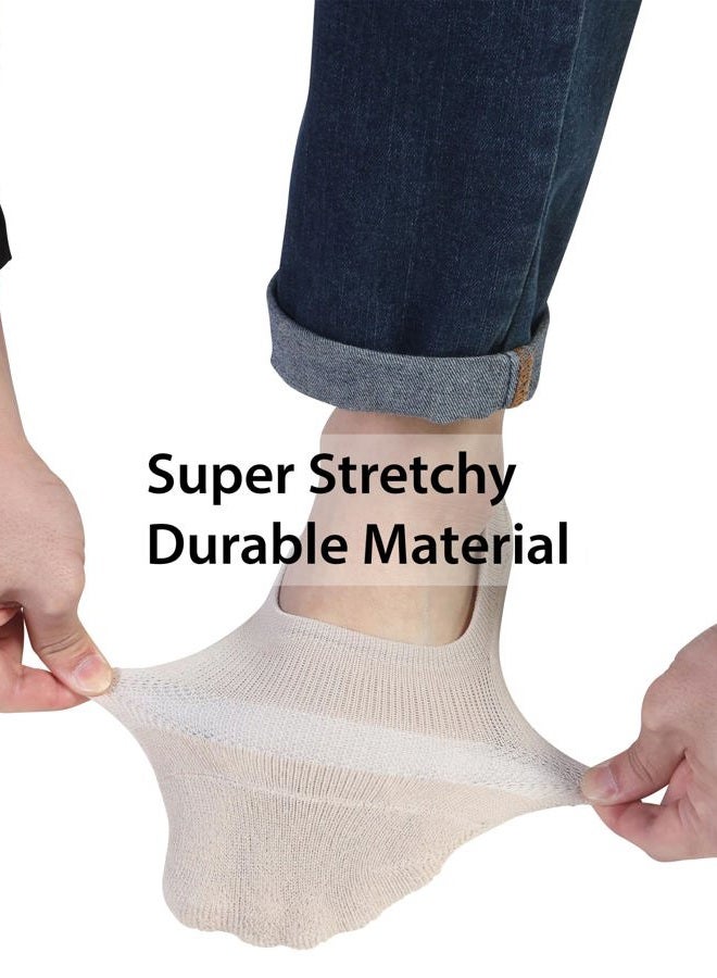 Pro Mountain No Show Socks Size L Beige 4 Pack Women Men Cotton Cushion Footies Liner Sneakers Workout Loafer Footies Flats US Shoe Women 10-12 Men 9-11 - Image 3