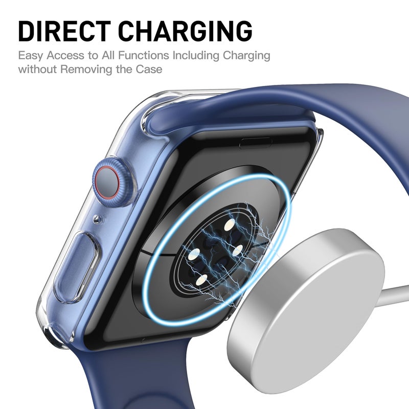 Misxi [2 Pack Waterproof Hard Case with Tempered Glass Compatible with Apple Watch Series 9 (2023) Series 8 Series 7 41mm, Ultra-Thin Tough Cover for iWatch Screen Protector, Matte Transparent - Image 5
