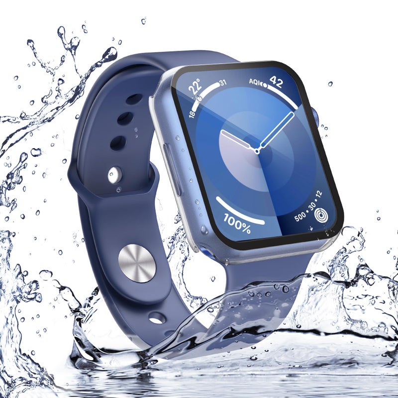 Misxi [2 Pack Waterproof Hard Case with Tempered Glass Compatible with Apple Watch Series 9 (2023) Series 8 Series 7 41mm, Ultra-Thin Tough Cover for iWatch Screen Protector, Matte Transparent - Image 4