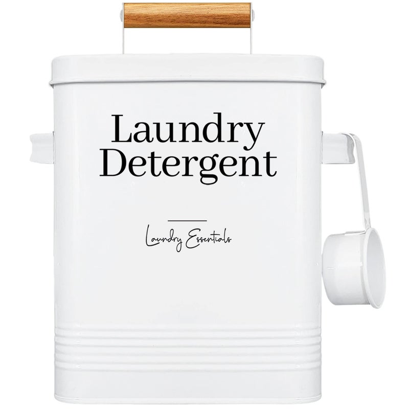 Simplation Laundry Detergent Container Modern Farmhouse Storage Box for Laundry Room Decor and Accessories White 11 x 7 x 6 inches 144 oz