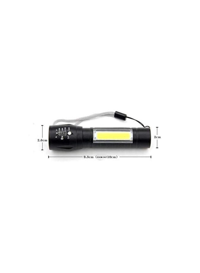 Mini 5X1 Torch Portable USB Rechargeable 100-200 m Flashlight LED & COB Lantern Black 5x4x11.3cm - Image 4