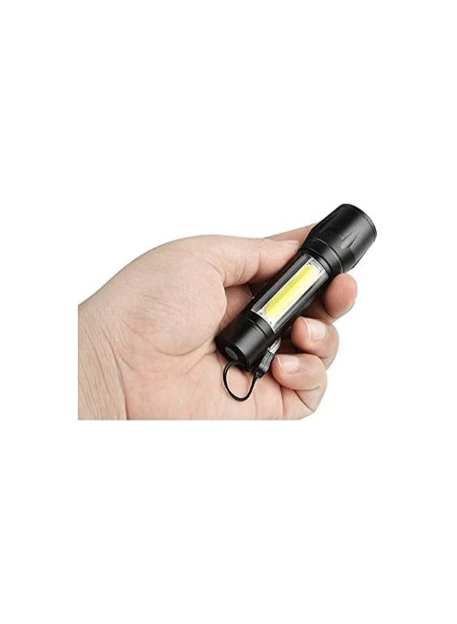 Mini 5X1 Torch Portable USB Rechargeable 100-200 m Flashlight LED & COB Lantern Black 5x4x11.3cm - Image 3