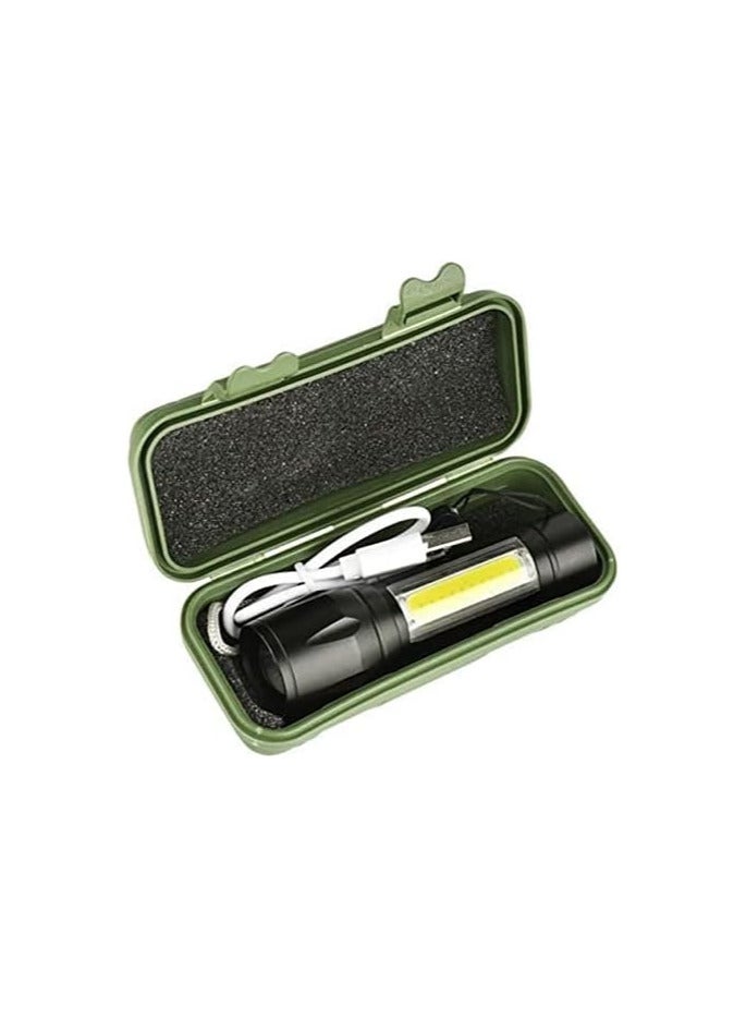 Mini 5X1 Torch Portable USB Rechargeable 100-200 m Flashlight LED & COB Lantern Black 5x4x11.3cm - Image 2