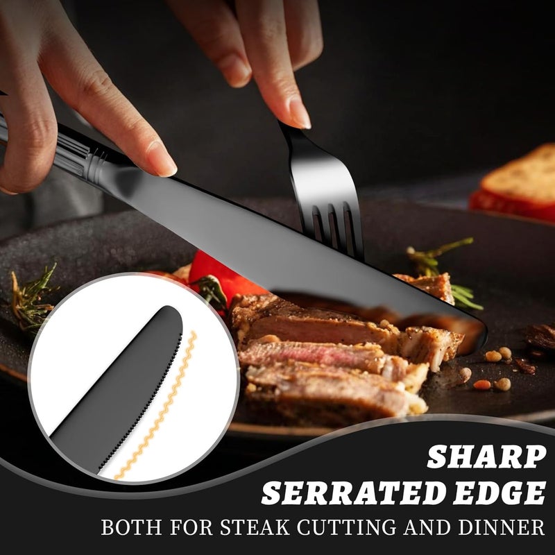 TIVOLI 20 Piece Black Silverware Set for 4 Stainless Steel Flatware Serving Sets Mirrored Polishing Cutlery Set Include Knife Fork and Spoon for Home Kitchen Wedding Housewarming Gift - Image 4