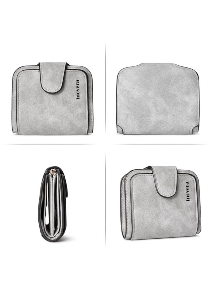 INOVERA (LABEL) Women's Vegan Leather Tri-fold Fashion Card Coin Holder Small Wallet  - Image 5