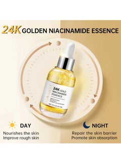 AuQuest 24k Gold Niacinamide Essence Serum Brighten Skin Anti Aging Hydrating and Moisturizing Gold Niacinamide Serum Soothing and Hydrating Skin Optimizing Treatment Essence Serum 15ml  - Image 2