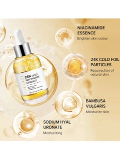 AuQuest 24k Gold Niacinamide Essence Serum Brighten Skin Anti Aging Hydrating and Moisturizing Gold Niacinamide Serum Soothing and Hydrating Skin Optimizing Treatment Essence Serum 15ml  - Image 3