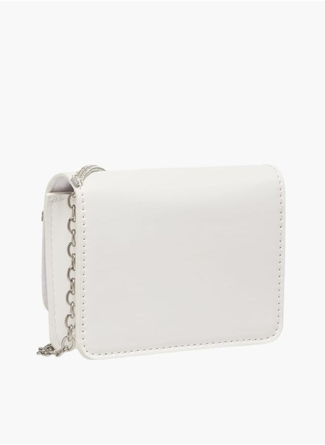 Flora Bella By Shoexpress Girls Embellished Crossbody Bag With Button Closure And Chain Strap  - Image 3