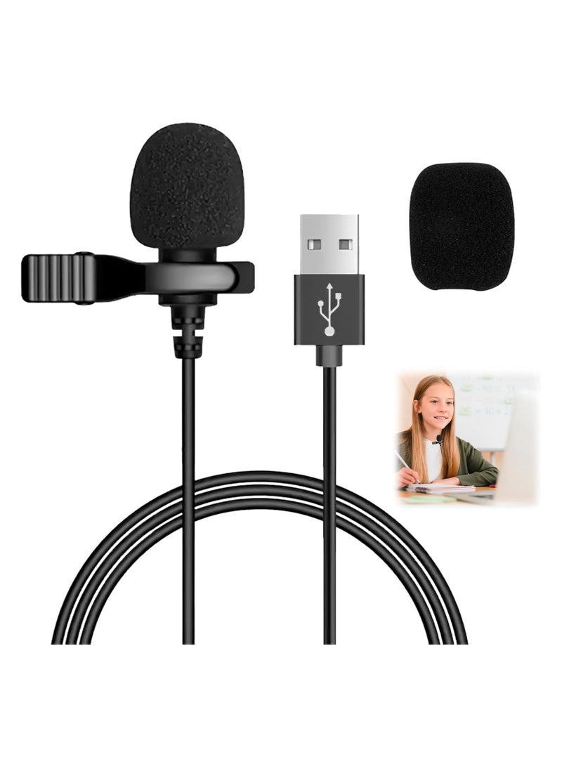 USB Lavalier Clip-On Microphone – Omnidirectional Wired Mic 6.6ft Plug & Play for PC, Laptop, Online Meetings, Classes, Podcasting & Streaming - Image 1