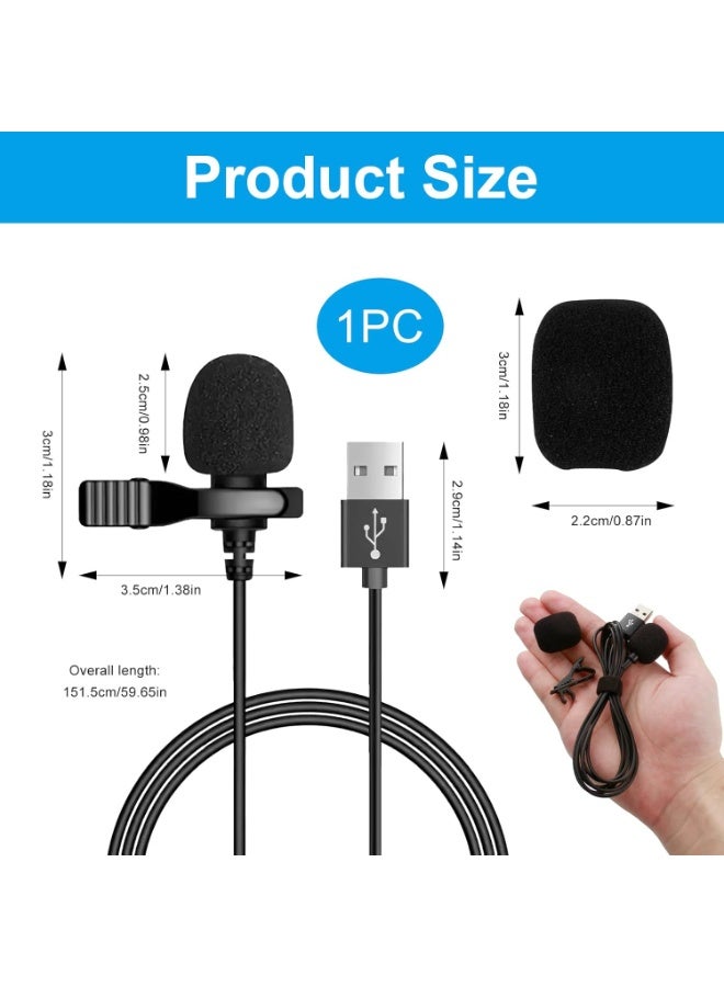 USB Lavalier Clip-On Microphone – Omnidirectional Wired Mic 6.6ft Plug & Play for PC, Laptop, Online Meetings, Classes, Podcasting & Streaming - Image 4