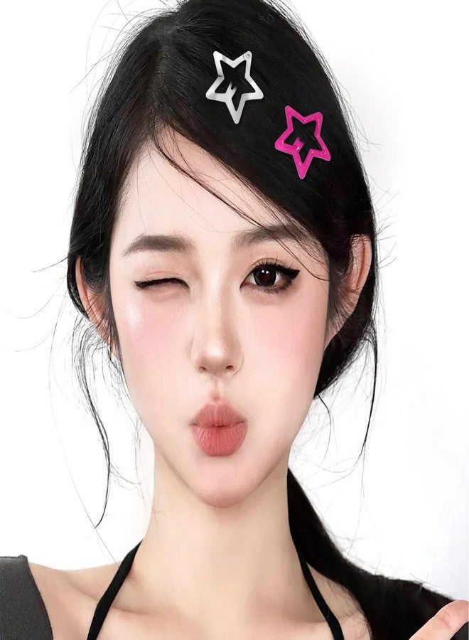 ZLSPTK 50Pcs Pink Star Hair Clips Y2K Silver Barrettes for Women Girls Metal Non Slip Kawaii Accessories Black Cute Snap Styling Tools - Image 5