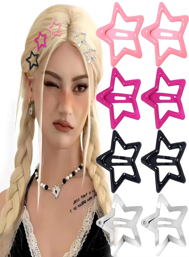 ZLSPTK 50Pcs Pink Star Hair Clips Y2K Silver Barrettes for Women Girls Metal Non Slip Kawaii Accessories Black Cute Snap Styling Tools - Image 1