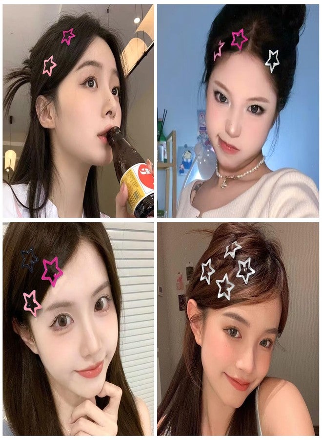 ZLSPTK 50Pcs Pink Star Hair Clips Y2K Silver Barrettes for Women Girls Metal Non Slip Kawaii Accessories Black Cute Snap Styling Tools - Image 2