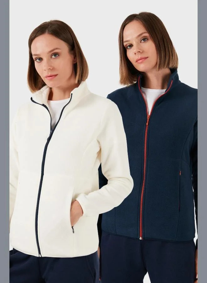 ليلا كارديجان نسائي من الصوف القطبي بسحاب مزدوج مضاد للوبر بقصة ضيقة من ليلا