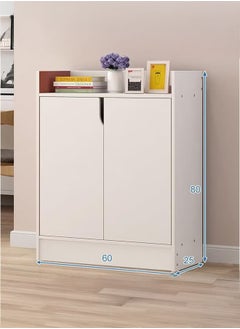 LEDIN Shoe Cabinet, 3-Tier Shoe Storage Organizer, Shoe Rack, Modern Country Cabinet, Freestanding Cabinet for Entryway Hallway Closet Bedroom(White 60x30x80cm)  - Image 3