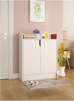 LEDIN Shoe Cabinet, 3-Tier Shoe Storage Organizer, Shoe Rack, Modern Country Cabinet, Freestanding Cabinet for Entryway Hallway Closet Bedroom(White 60x30x80cm)  - Image 2