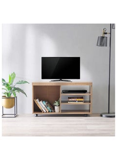 DANUBE HOME Valeria TV Cabinet For Up To 32 Inches TV Entertainment Wall Unit Furniture Wooden TV Stand For Living Room Bedroom TV Rack L90xW30xH54 cm Almond  - Image 1