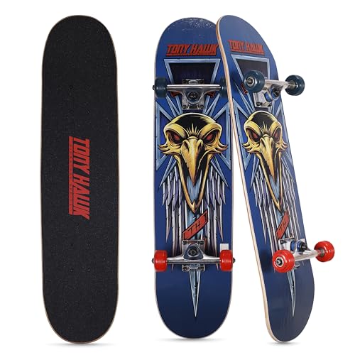 VOYAGER Tony Hawk 31 inch Skateboard Tony Hawk Signature Series 2 9ply Maple Deck Skateboard for Cruising Carving Tricks and Downhill DaggerCrossSkull - Image 1