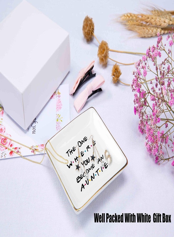 Topthink Gift for Sister,Best Friends-Aunt Announcement-Aunt to Be-New Aunty-Pregnancy Announcement Idea-The One Where You Become an Auntie-Ceramic Jewelry Holder Ring Dish Trinket Box Tray-Friends TV Show - Image 2