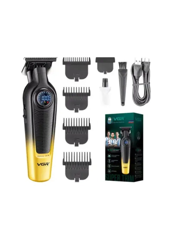 VGR V-996 Professional Hair Trimmer, Digital Display, Rechargeable, Black with Turquoise and Yellow Color Options - Image 1
