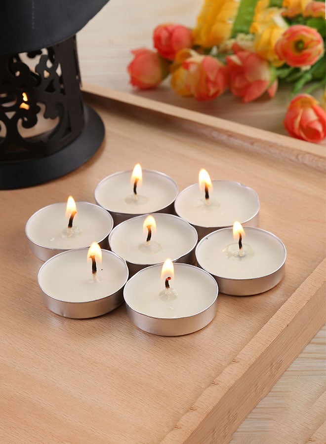 50 Pcs Unscented Tealight Candles, Small Mini Tea Lights Candles, Natural Soy Wax Candles Bulk, White Decorative Candles Set, Smokeless Tea Light Candles, Ideal for Home, Relaxation, Spa, Massage, Romantic Dinners, Weddings & Anniversaries, Festive Decor & Cosy Evenings - Image 4
