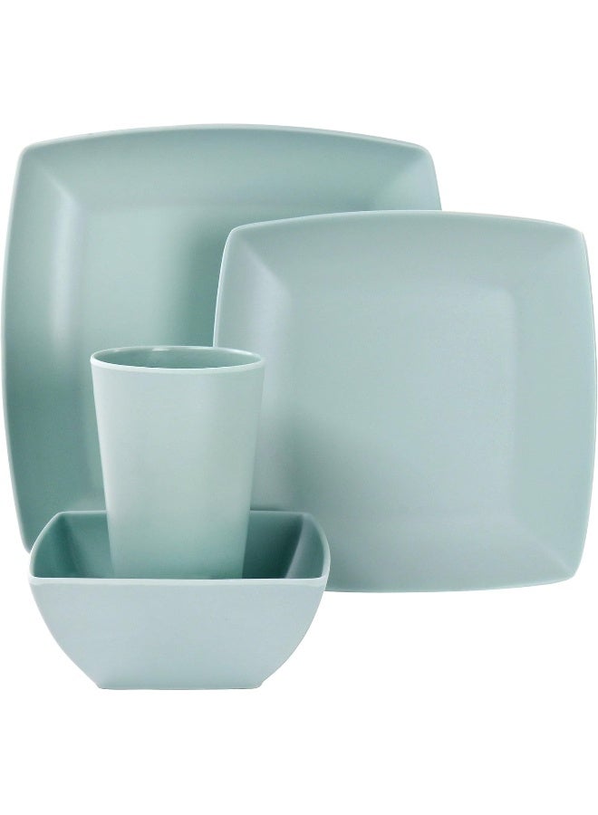 Gibson Home Soho Grayson Square Melamine Dinnerware Set Service for Four 16pc Mint - Image 2