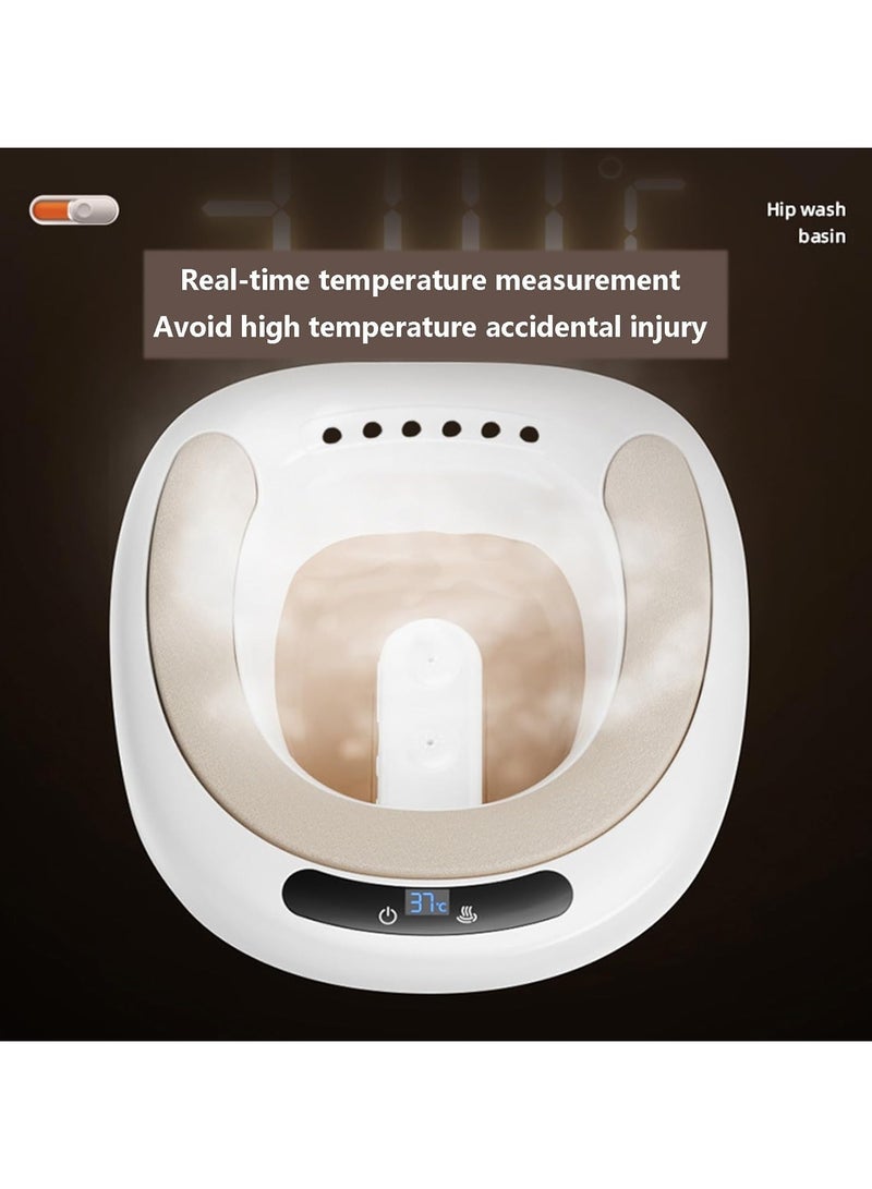 XiuWoo USB Rechargeable Electric Sitz Bath for Toilet, Portable Sitz Bath for Hemorrhoids and Postpartum Care, 3-Level Intensity Adjustment,Electric Sitz Bath for Women Men, Intelligent Flushing, Temperature Display  - Image 3