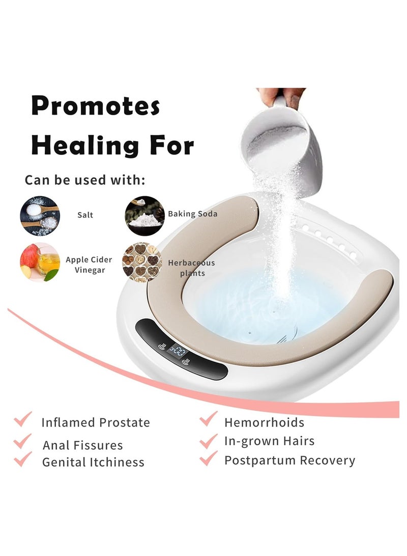 XiuWoo USB Rechargeable Electric Sitz Bath for Toilet, Portable Sitz Bath for Hemorrhoids and Postpartum Care, 3-Level Intensity Adjustment,Electric Sitz Bath for Women Men, Intelligent Flushing, Temperature Display  - Image 5