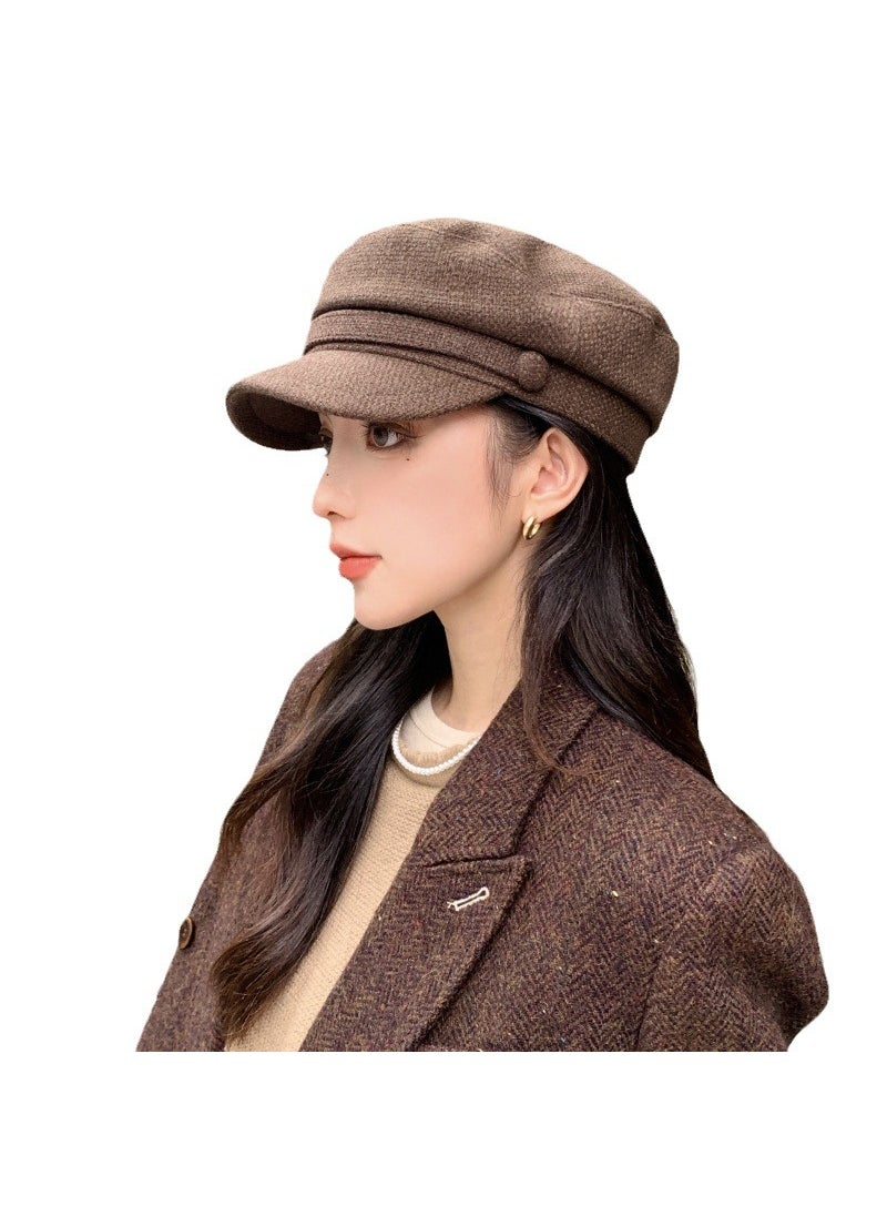 Generic - Fashion Cotton Linen Flat Cap Breathable Octagonal Beret black - Image 1