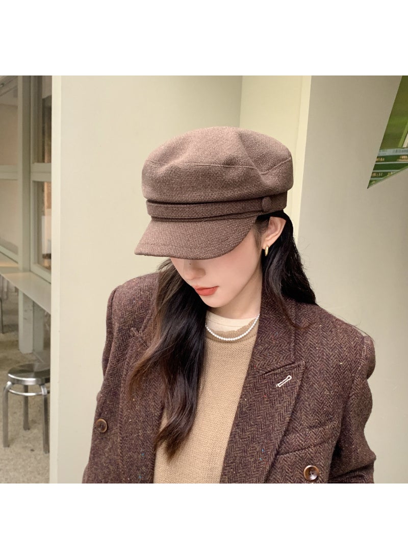 Generic - Fashion Cotton Linen Flat Cap Breathable Octagonal Beret black - Image 1