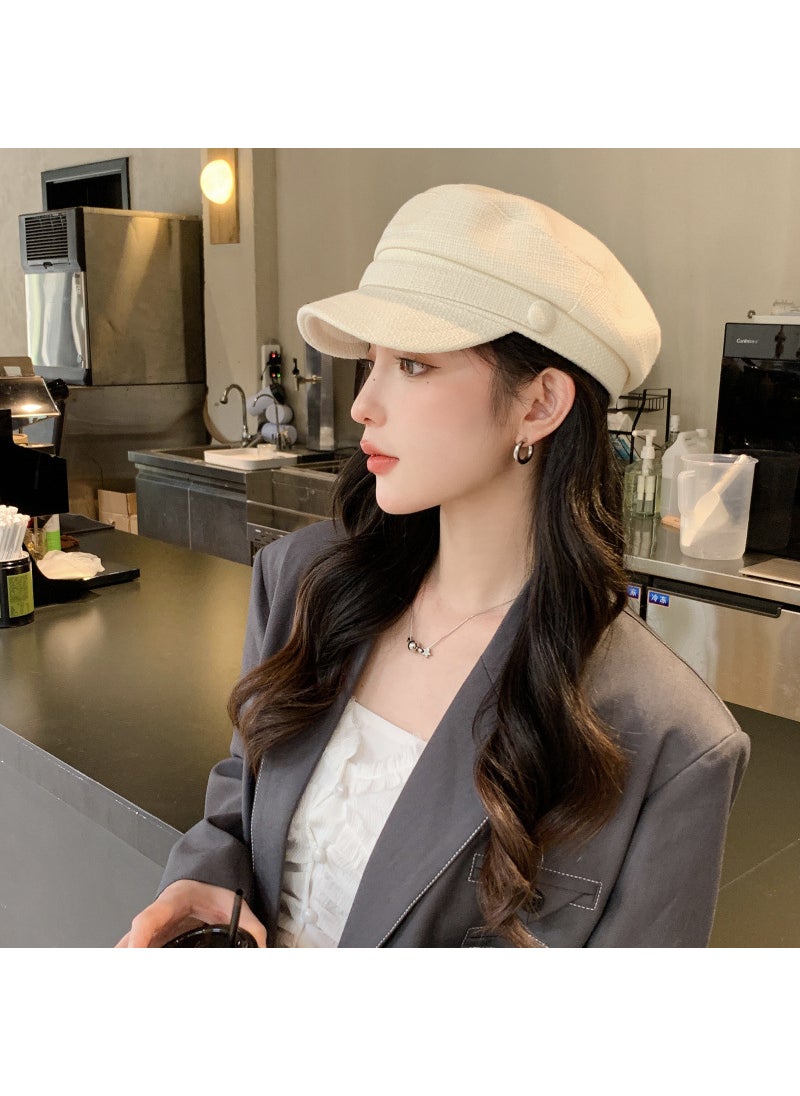 Generic - Fashion Cotton Linen Flat Cap Breathable Octagonal Beret black - Image 1
