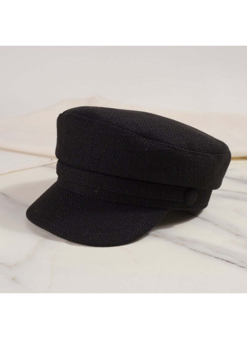 Generic - Fashion Cotton Linen Flat Cap Breathable Octagonal Beret black - Image 1