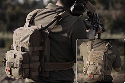 CLTAC Tactical Small MOLLE Hydration Pack Outdoor Water Bladder Carrier Pack with IFAK Med Pouch for Vest Backpack - Image 2