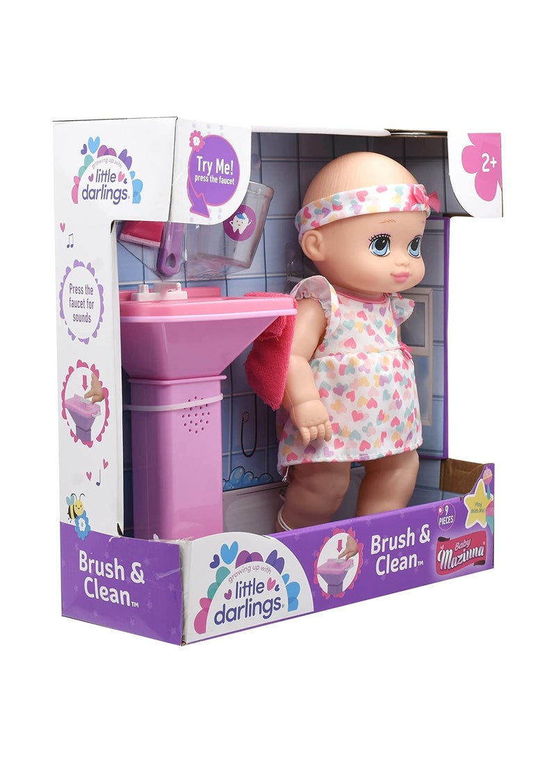Baby Maziuna - Little Darlings Brush & Clean 10" Doll with Accessories - Image 1